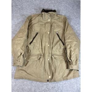 Barbour Parka Jacket Mens M Olive Green Plaid Lined Hunting Field Coat Utility